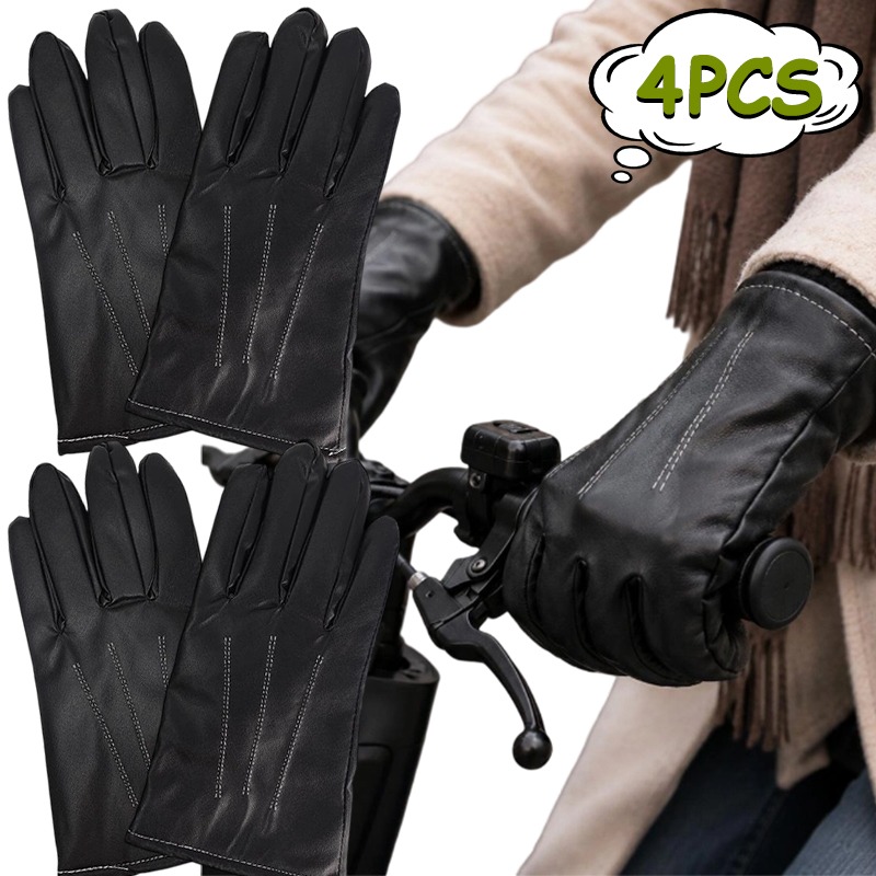 Leather Driving Glove - 1/2 Paia di Guanti Invernali in